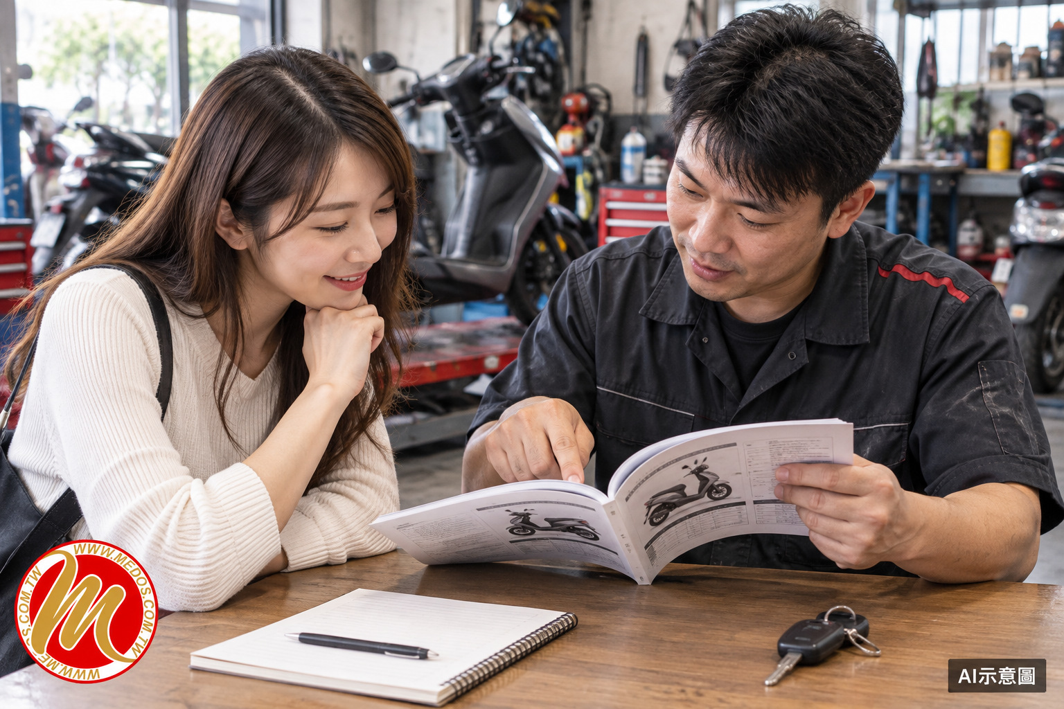 先看手冊再選黏度,AI情境示意圖